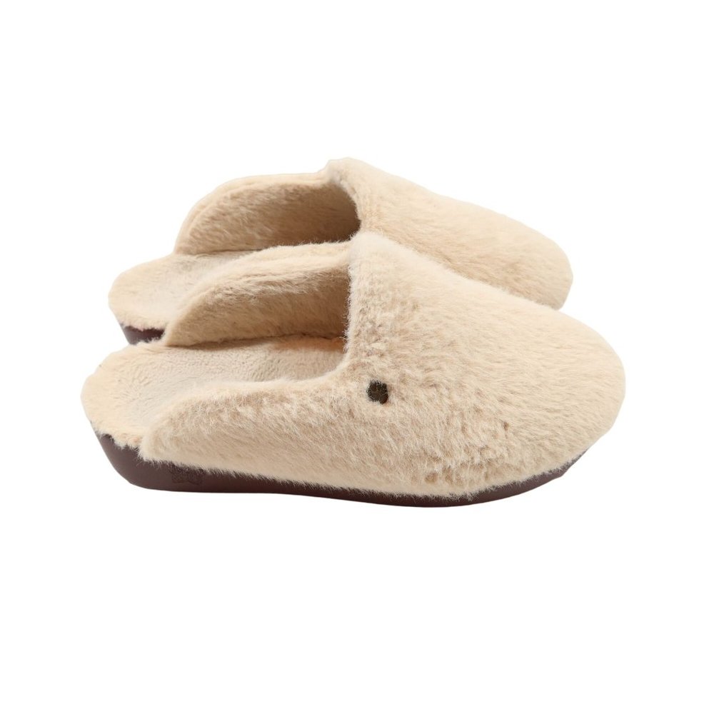 ALEGRIA Cream Faux Fur Scuff Clog Style Rubber Sole Slippers Size 9 - Picture 3 of 11